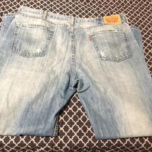 Levi’s 514 Mens Distressed Denim Light Blue Jeans Sz 40 X 32 Straight Leg